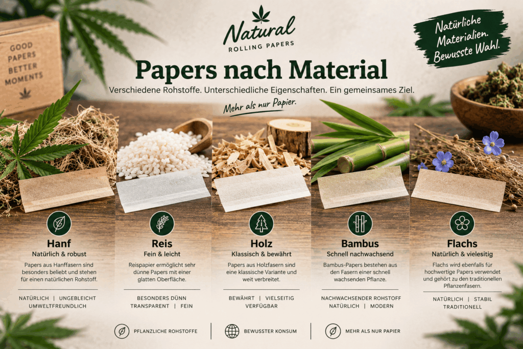 Verschiedene Materialien für Papers im Überblick